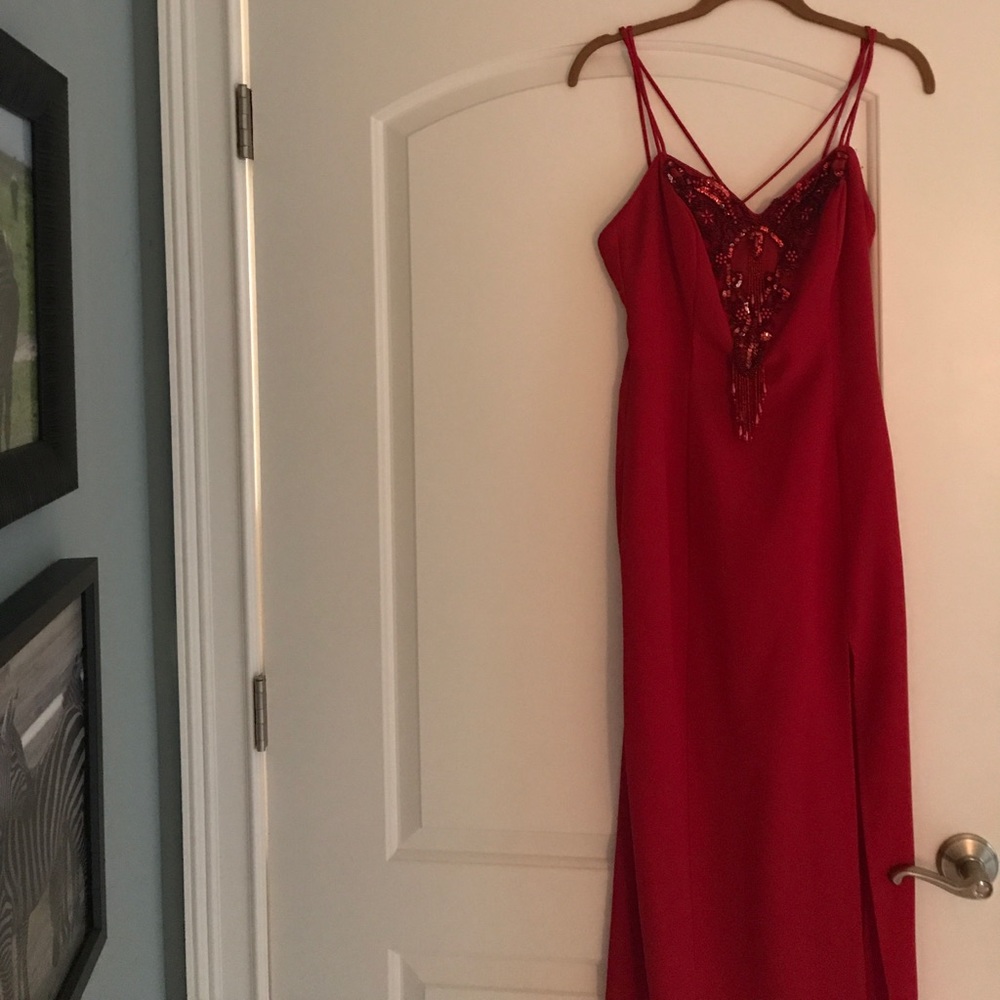 Red long dress