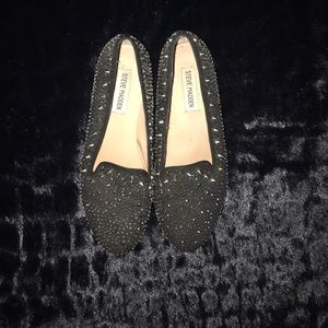 Steve Madden Granite Flats Black (Silver Studded)