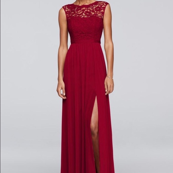 Red long dress. Lace top - Picture 1 of 1