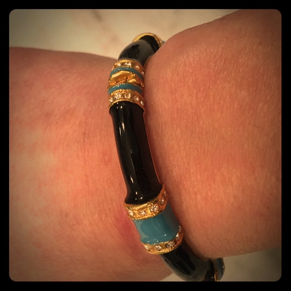 Jcrew turquoise and black bamboo bangle