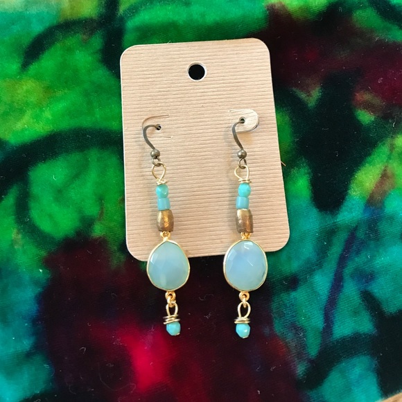 Anthropologie Jewelry - Gorgeous sky blue &Ethiopian bead drop earrings