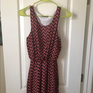 Red and black chevron dress