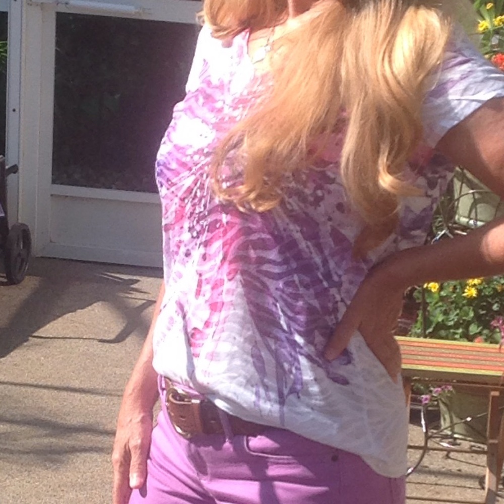 Purple & Pink Zebra Pattern Burnout Knit Top