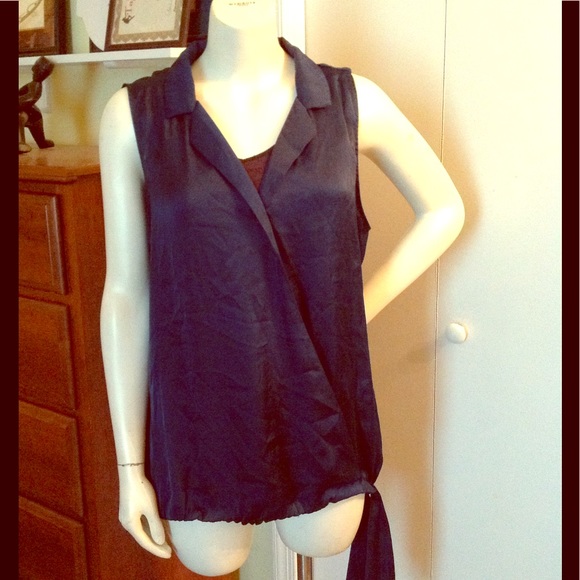 New York & Co. Side Tie Blouse XL, Teal - Picture 1 of 4
