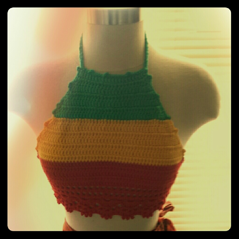 SOLD!!!! Crotchet African colors halter top