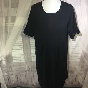 Black Linen short sleeve dress