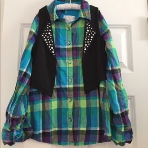 Justice Plaid Shirt with attached Vest!