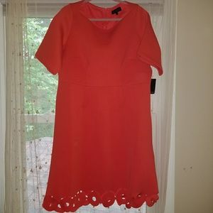 Eloquii laser cut red scuba material dress