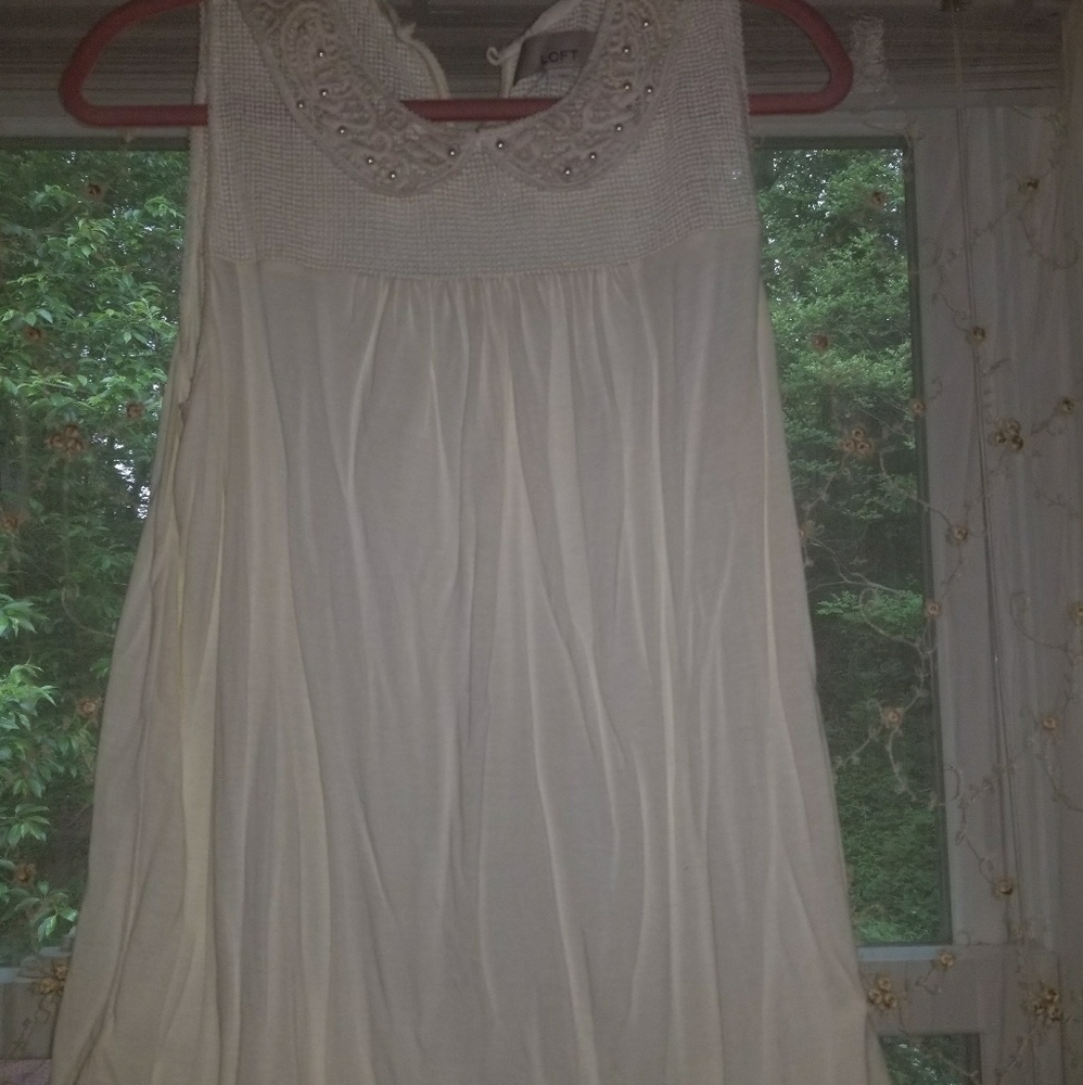 Loft sleeveless top with beaded collar