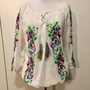 KAS New York embroidered cotton blouse
