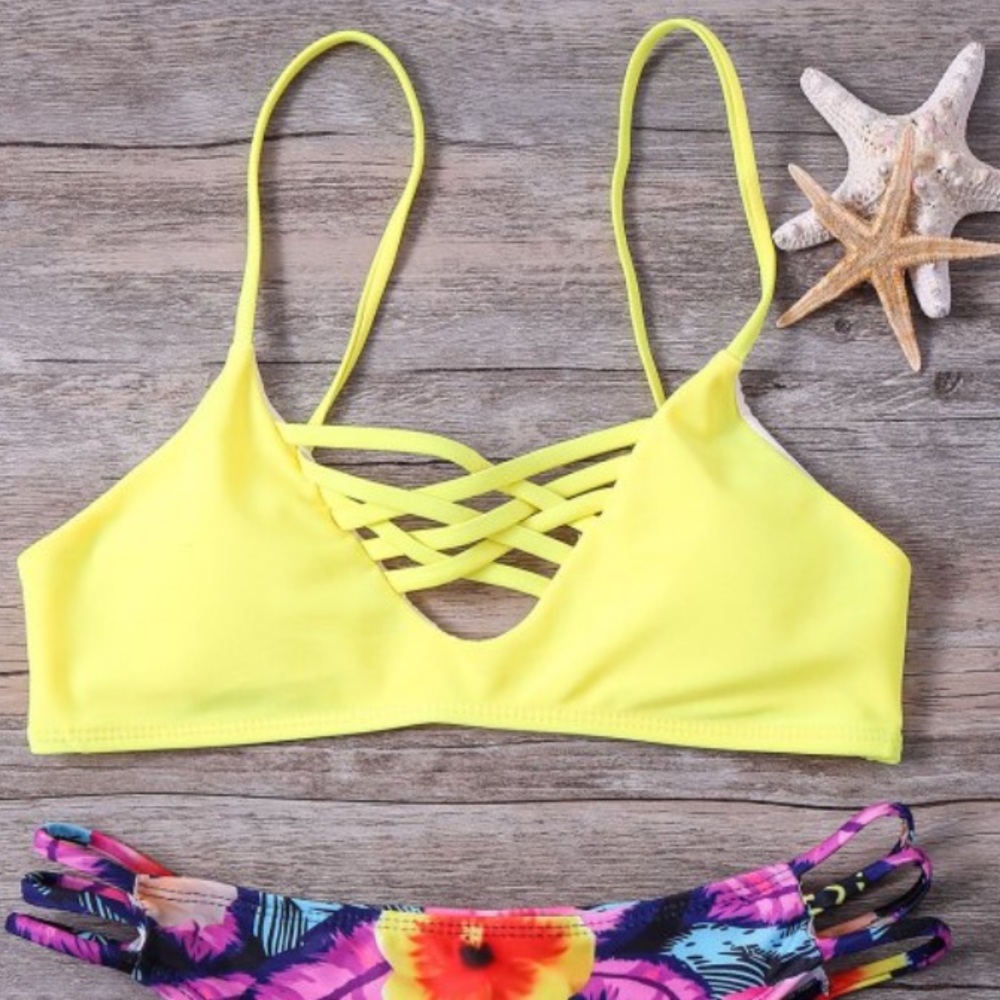 Floral and Yellow Bikini