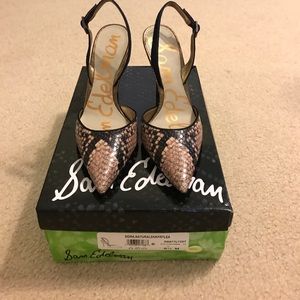 Natural Snake print Black/Tan SlingBack Pump