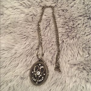 Lia Sophia Faux Locket Silver Necklace