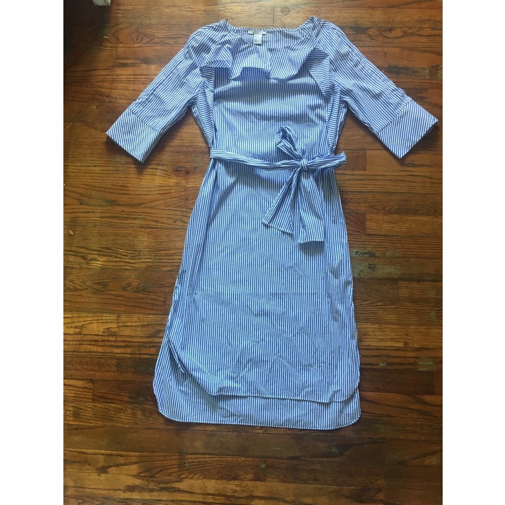 Blue and white striped summer dress