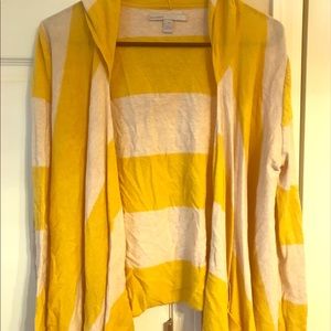 Yellow/beige stripped hooded sweater