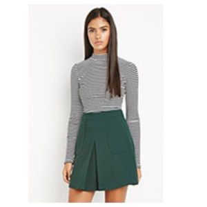 Green Paneled Crepe Skirt