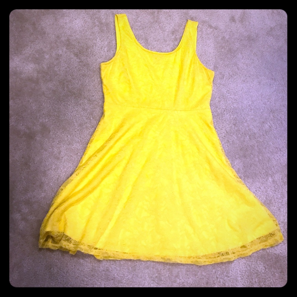 Bright yellow sundress with lace accent