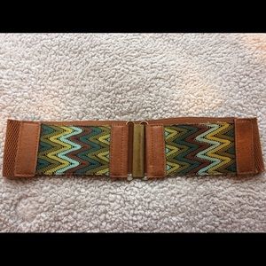 Multicolored Striped and Tan Belt