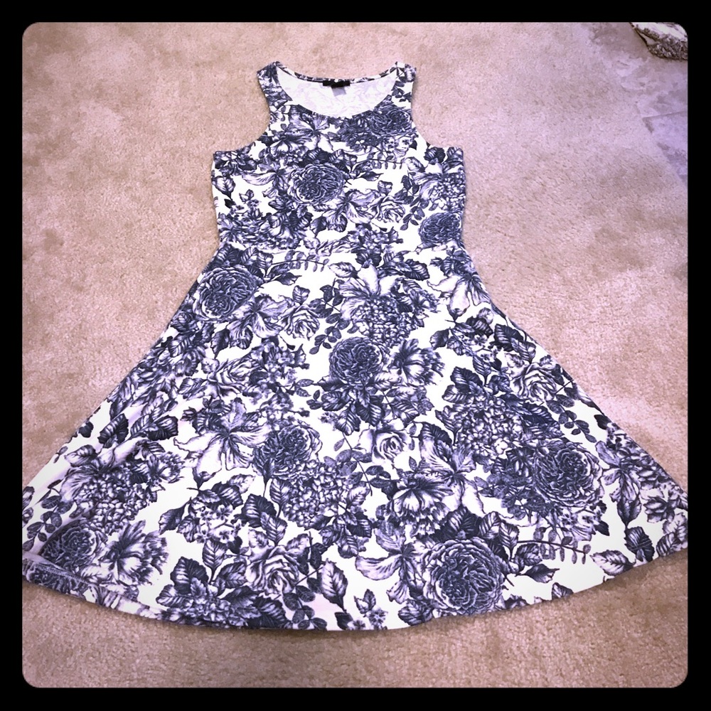 Navy Blue and White Flowered Sundress