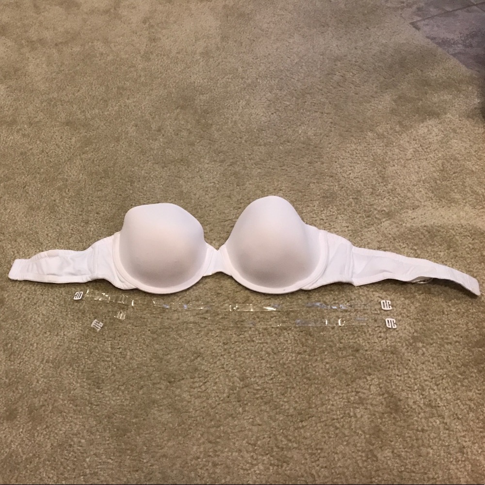 White Strapless bra with clear straps