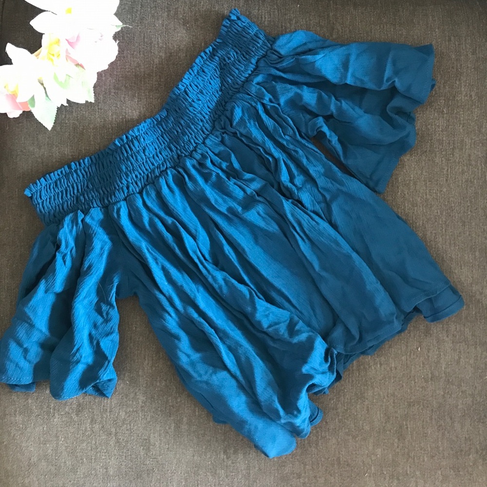 Urban outfitters smocked off the shoulder top S - Picture 1 of 2