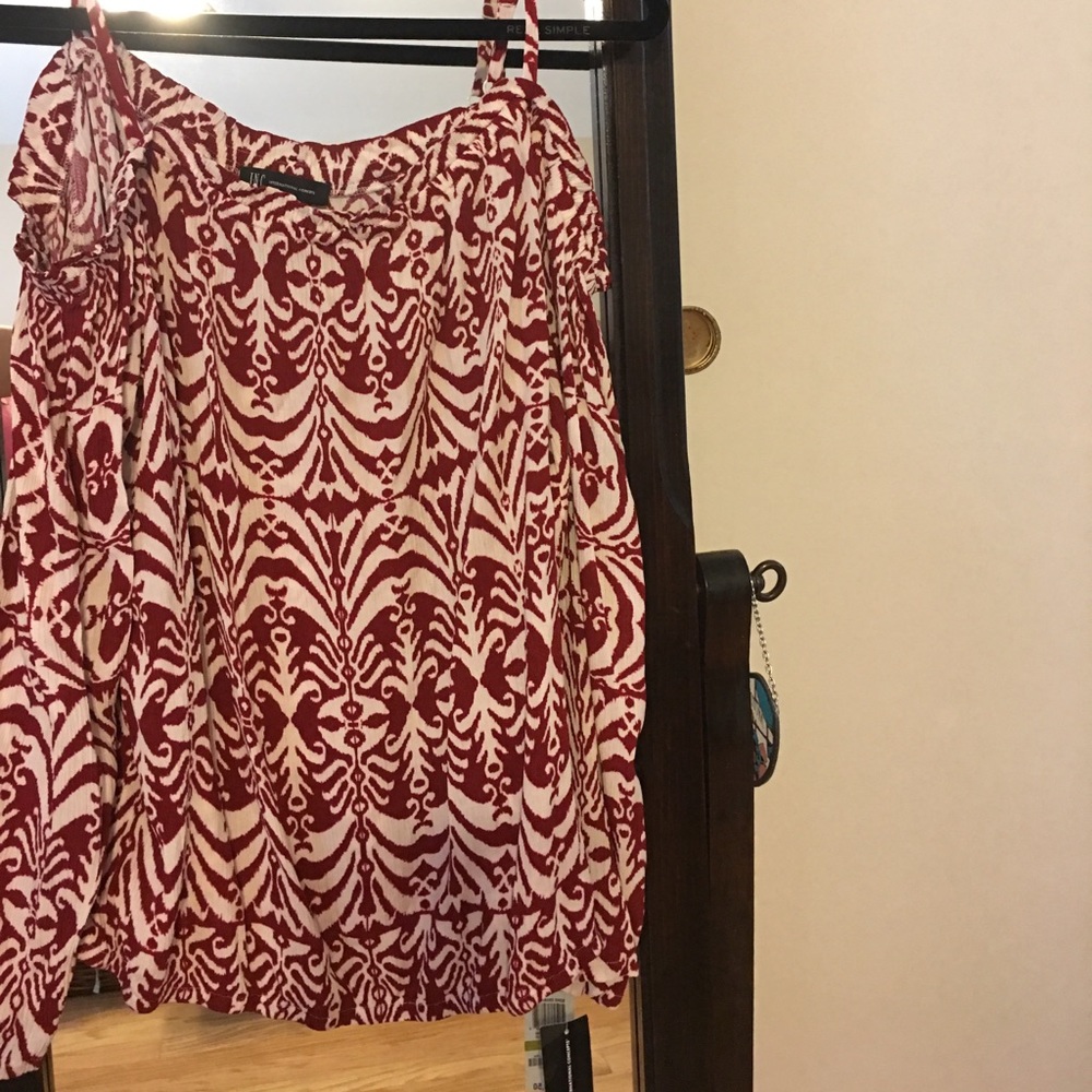 Cold Shoulder Aztec Landscape Long Sleeve Blouse