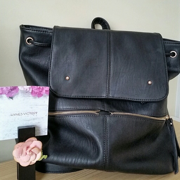 Hynes victory Handbags - Black Leather Backpack