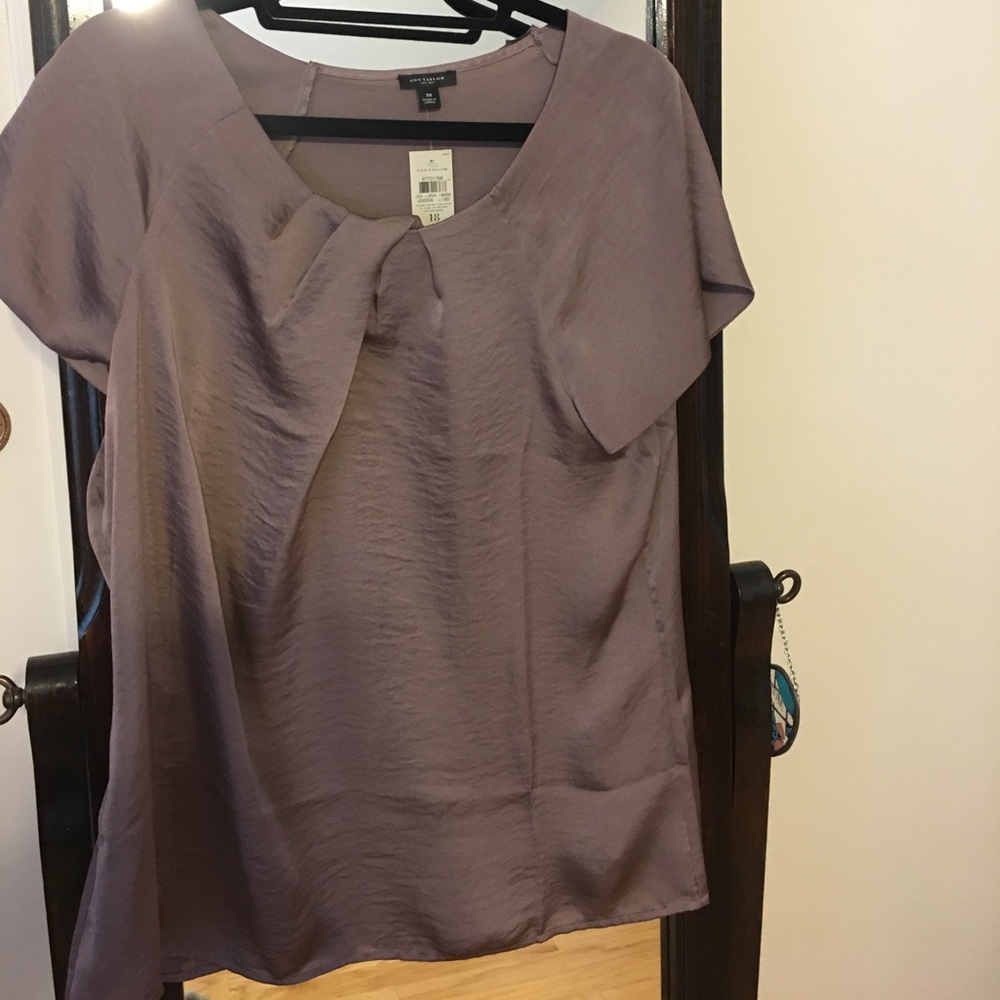 Ann Taylor Pleat Neck Blouse