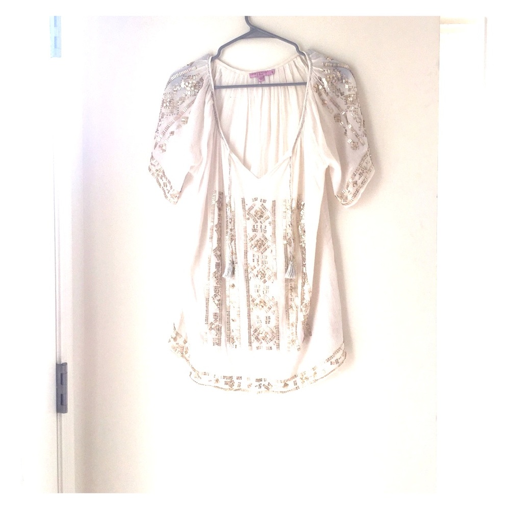 Calypso gold and white shirt