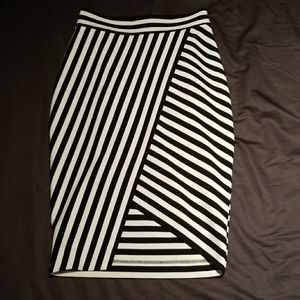 Express asymmetrical striped pencil skirt