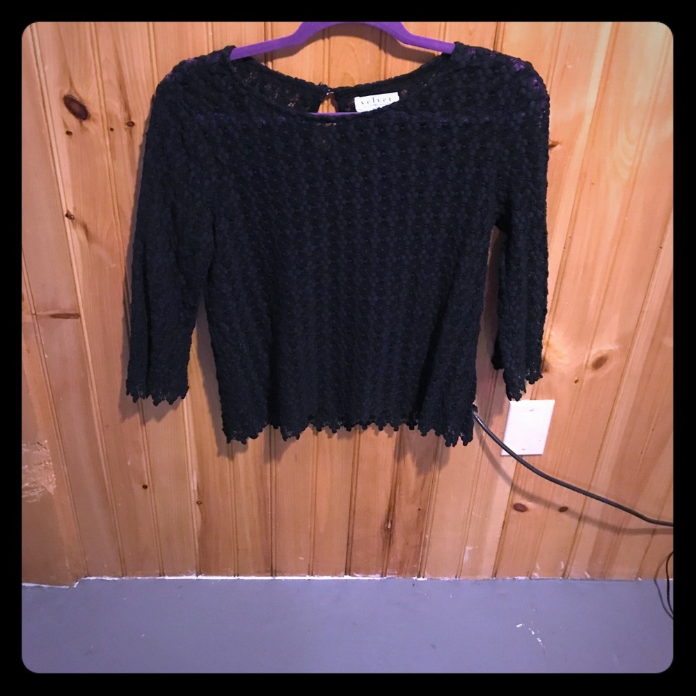 Black lace top with button in the back