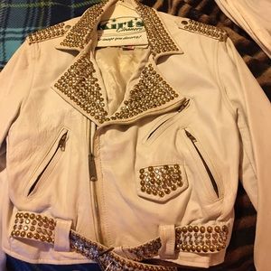 White soft leather biker jacket