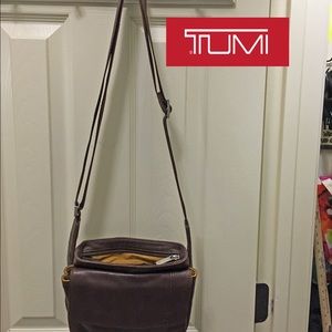 TUMI® Brown Leather Uni-Sex Cross Body Bag