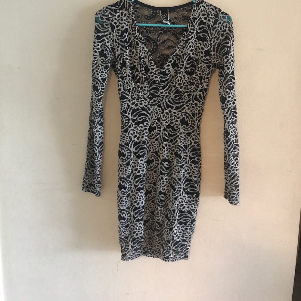 Windsor silver and navy blue dress