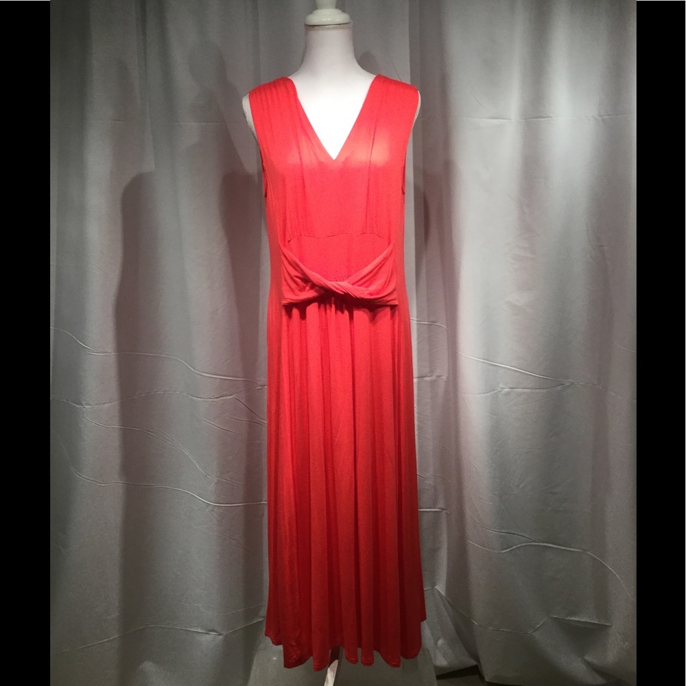 Coral Sleevless Maxi Dress