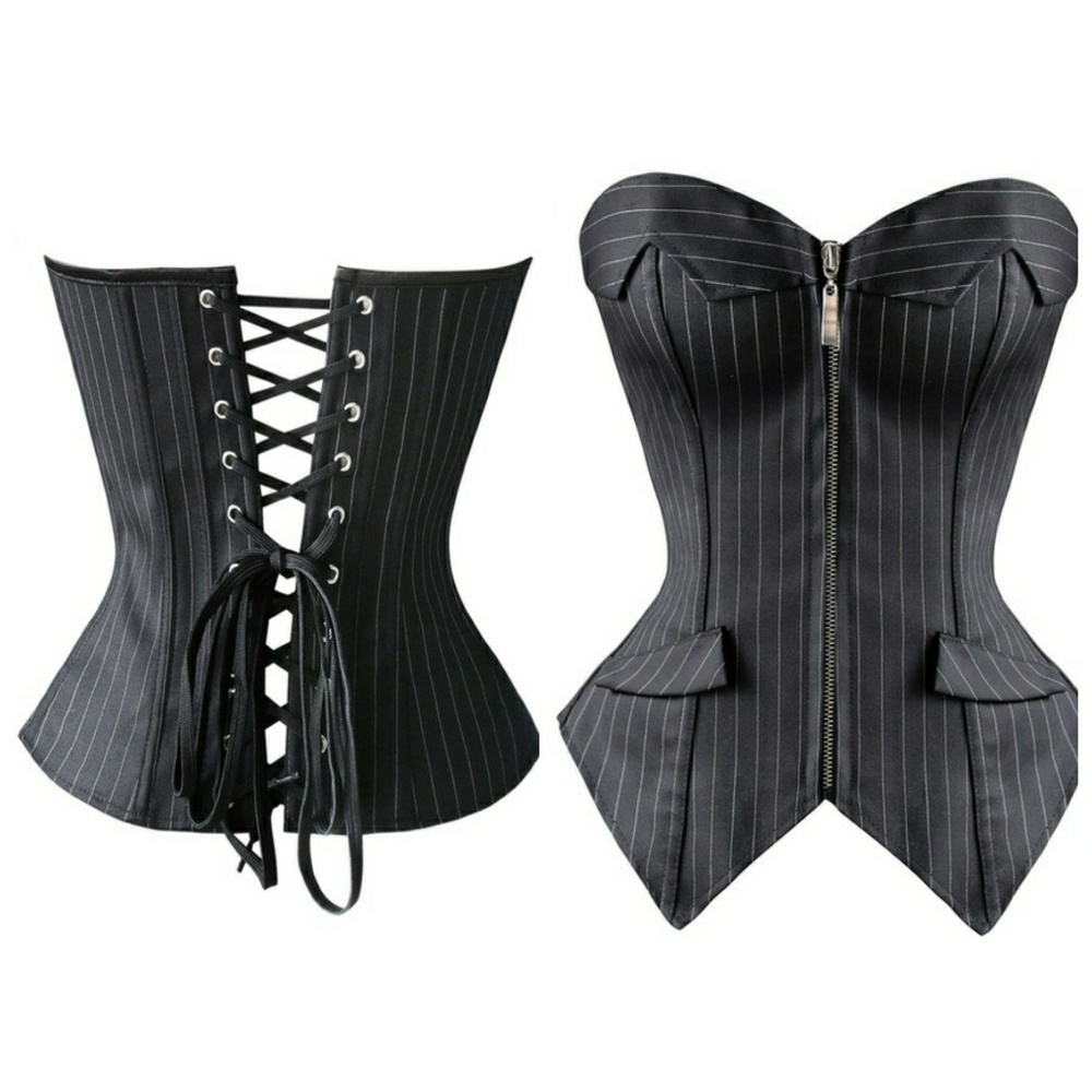 2 piece pinstripe tuxedo skirt set - Picture 3 of 3
