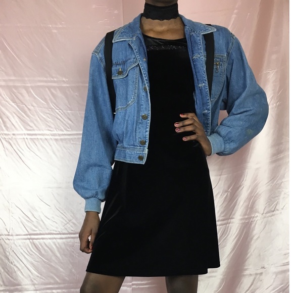 VTG 90s Velvet A-Mini Dress with Mesh panel detail - Picture 3 of 3