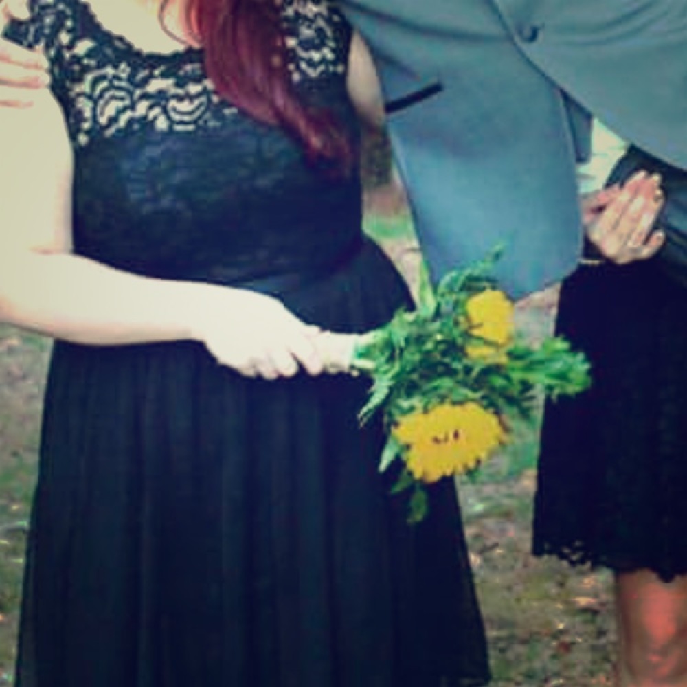 David's Bridal Black lace Bridesmaid