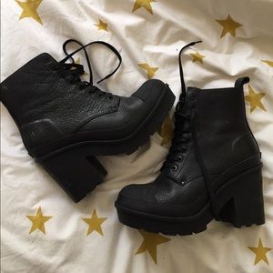 Hunter Platform Leather Rain Boots