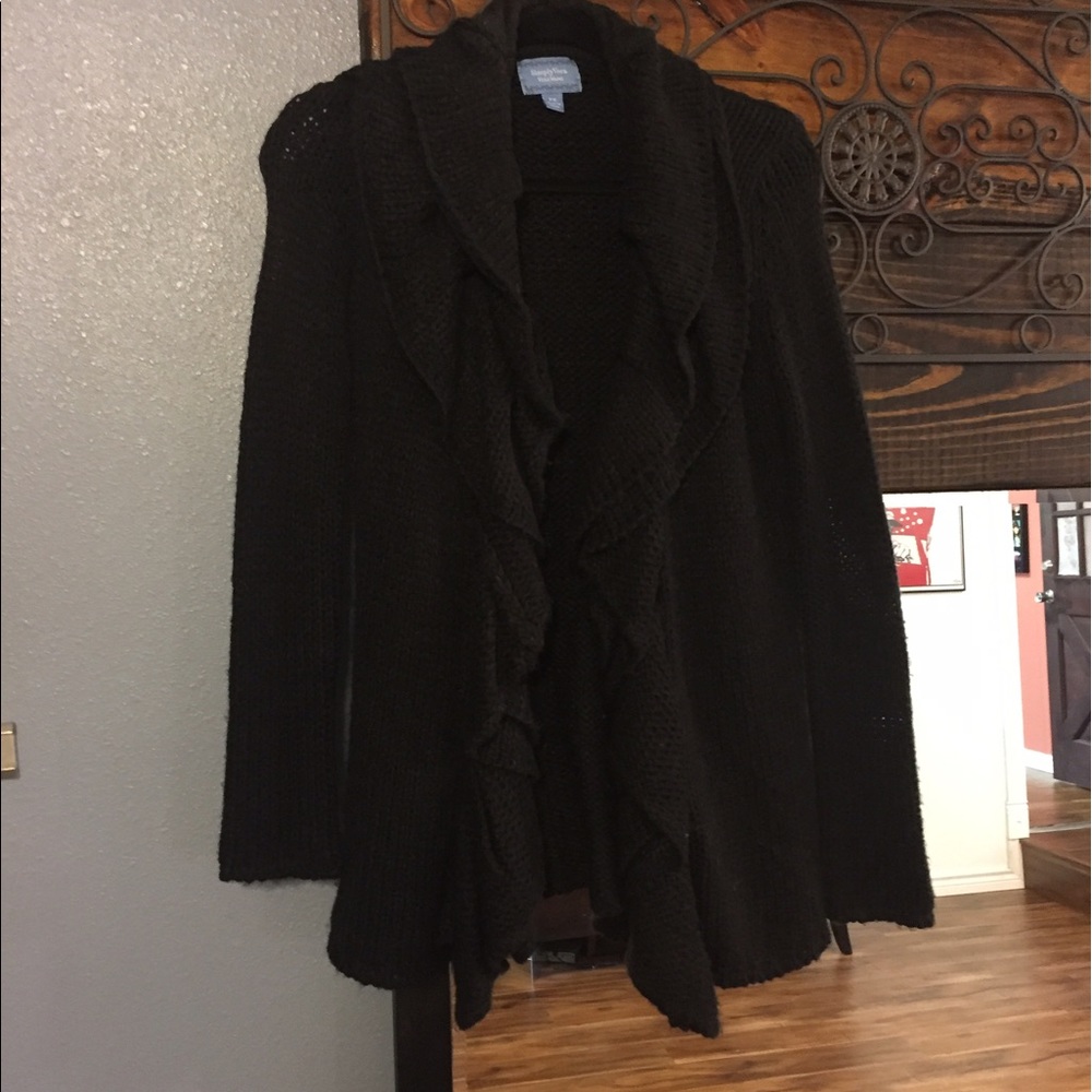 Black Vera Wang Ruffle Sweater - size PS