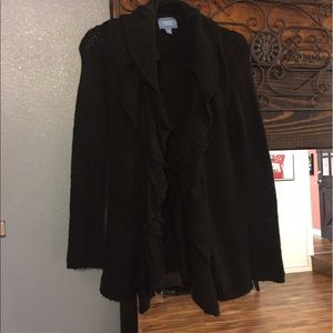 Black Vera Wang Ruffle Sweater - size PS