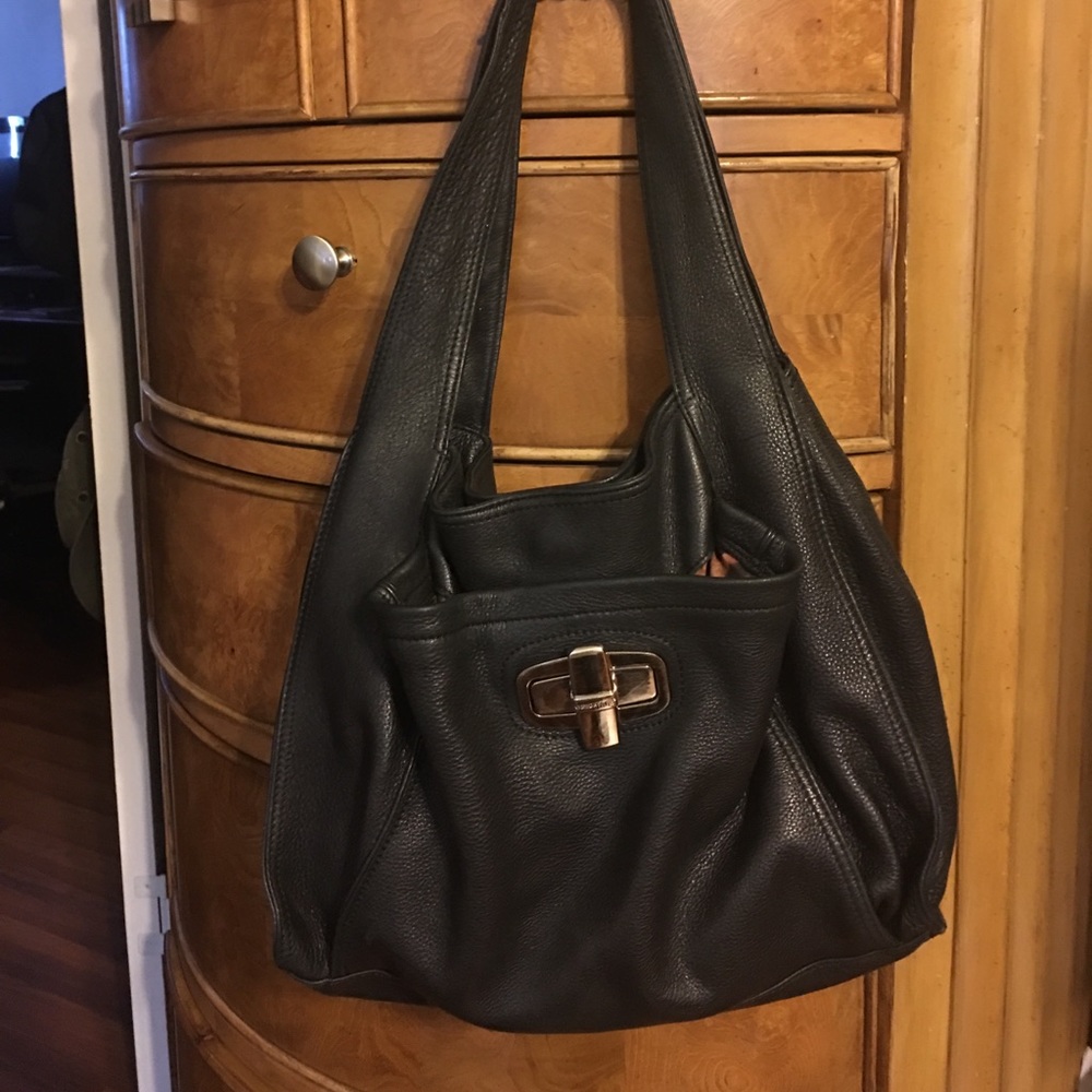 Black leather purse