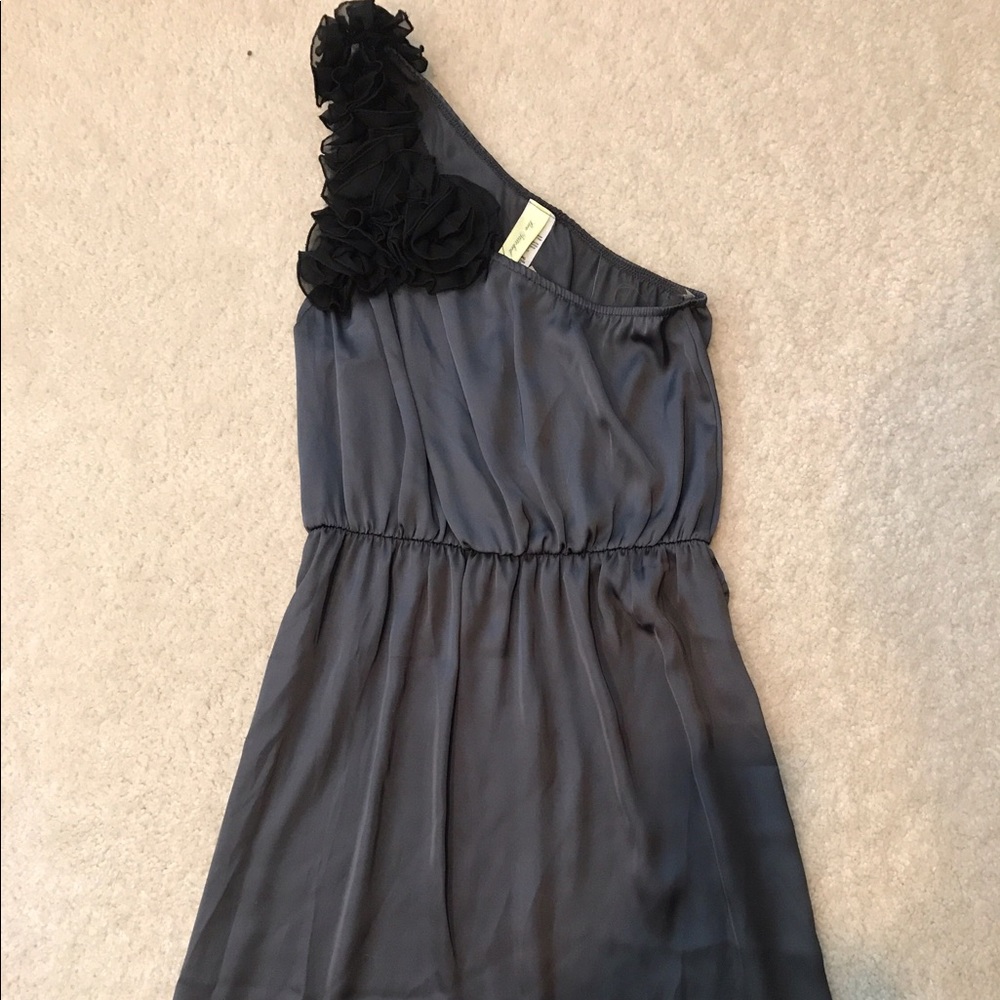 Gray and black one shoulder dress