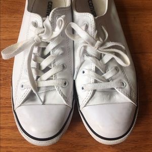 Women's White Leather Converse Low Top