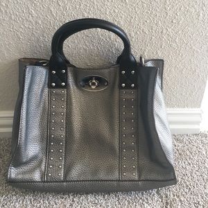 Silver and black purse