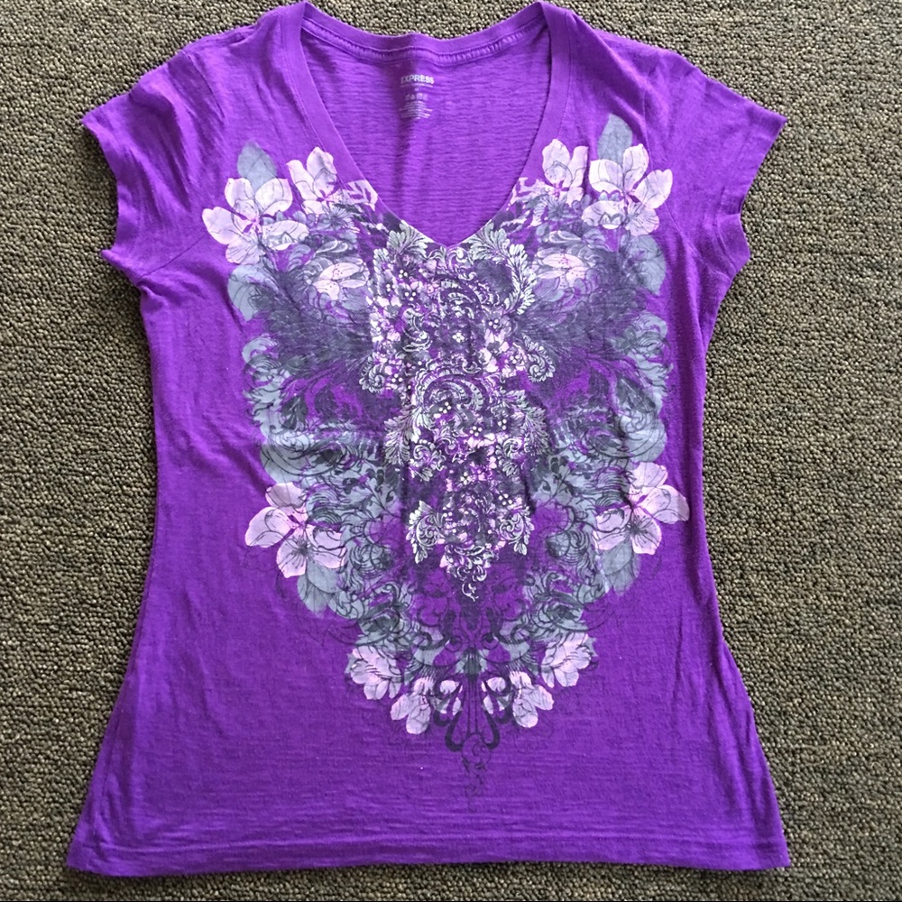 Express bright purple burnout tee size Medium