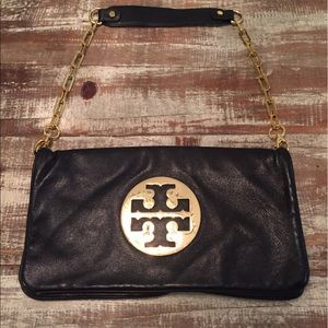 Tory Burch Reva Glazed Leather Clutch