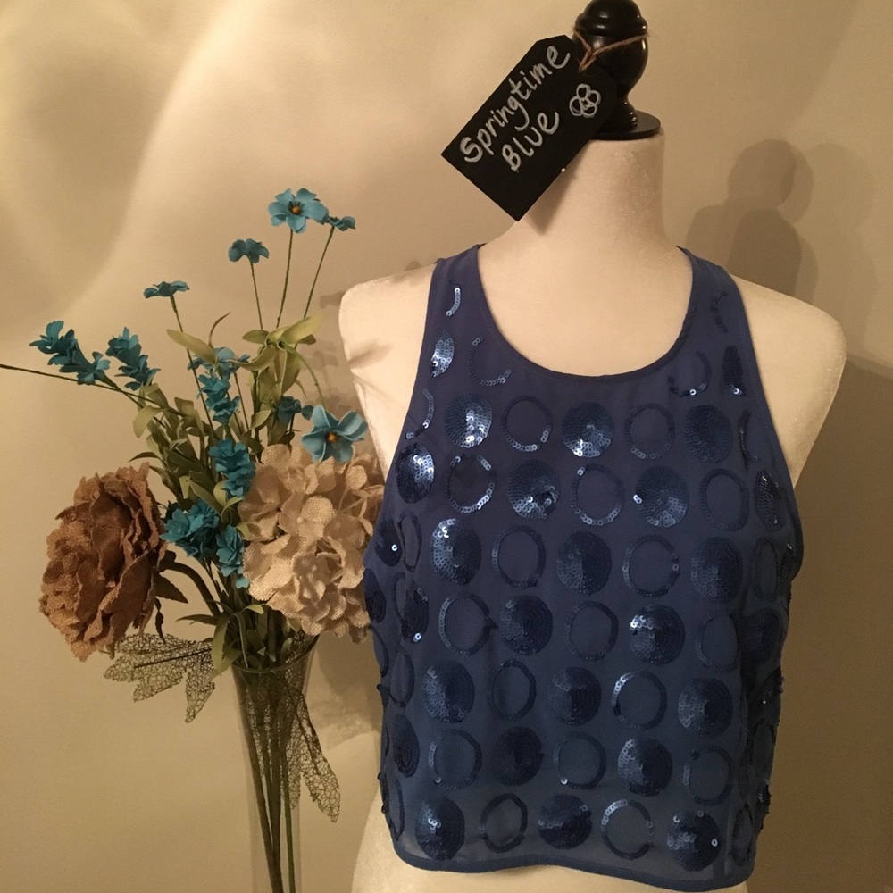 ☀️SOLD - Beautiful blue sequin top.