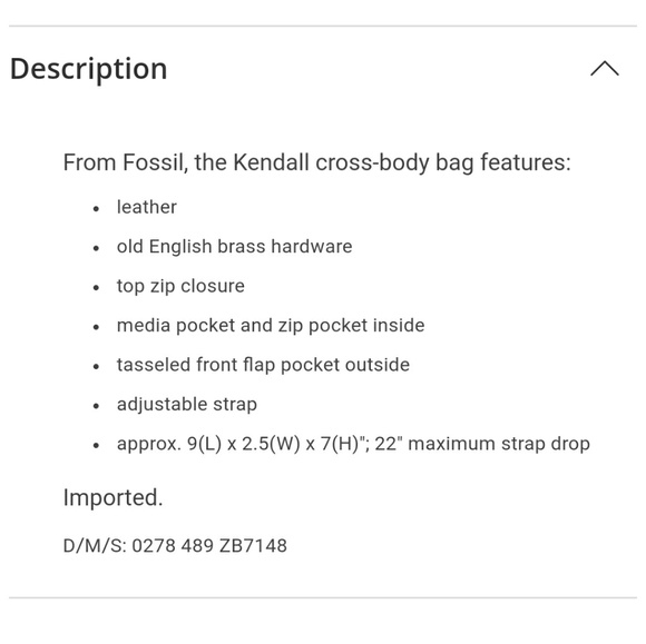 NWOT  Fossil Kendall Tasseled Crossbody bag - Picture 7 of 7