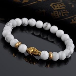 Buddha marble white beaded bracelet!